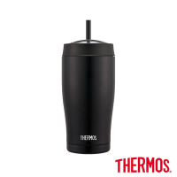 THERMOS膳魔師 不鏽鋼真空吸管隨行瓶0.65L(TS405BK)(黑色)