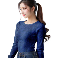 【羽和暖SWARM】台灣研發單向導濕石墨烯極暖發熱衣 女圓領 寶藍
