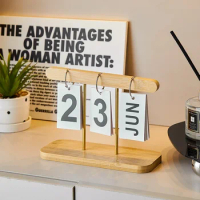 Individualistic Living Room Office Decoration Wooden Calendar Ornament Modern Desk Accessories Simple Home Decor Crafts Gift