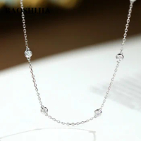 BAOSHIJIA Solid 18k Yellow/White/Rose Gold Natural Diamond Necklace Pendant Chain Classic Jewelry Minimalist