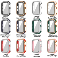 Watch Case+Tempered film for Apple watch 44mm 42mm 40mm 38mm Single row diamond case for iwatch 6 5 4 3 2 1 SE Protective shell