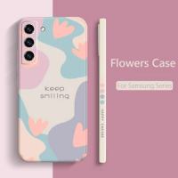 Case For Samsung Galaxy S23 S22 Ultra Plus S21 FE Cases Cartoon Flower SIlicone Cover For A14 A34 A54 A13 A33 A53 A32 A52s Case