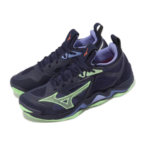 Mizuno 排球鞋 Wave Momentum 3 男鞋 紫 綠 羽球鞋 緩衝 室內運動 美津濃 V1GA2312-11