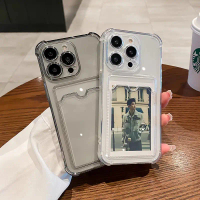 เคสใส่บัตร เคสโทรศัพท์ซิลิโคน ใส กันกระแทก สำหรับ Xiaomi 13T, 12T Pro, 12, 11 Lite, Poco C55, C40, C