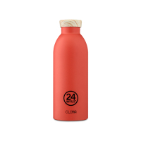 義大利 24Bottles不鏽鋼雙層保溫瓶500ml-珊瑚紅(木紋蓋)