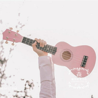 【八折下殺】嬰兒粉色櫻花琴尤克里里烏克麗麗初學者入門女可彈小吉他擺飾 閒庭美家