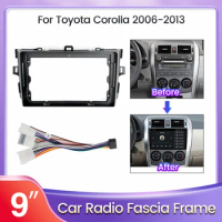 For 2Din 9-Inch Android Car Radio Fascias Frame For Toyota Corolla E140/150 2006-2013 Power Cord Canbus BOX Frame Panel Kit