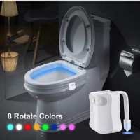 Smart PIR 8 Colors Motion Sensor Toilet Seat Night Light For Toilet Bowl Luminaria Lamp Hanging Type WC Toilet Light Waterproof