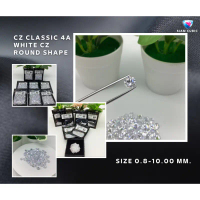 พลอย - CZ ทรงกลม เกรด CLASSIC 4A White-CZ ( Size 0.80 MM.- 10.00 MM.) พลอยสังเคราะห์ พลอยรัสเซีย ค