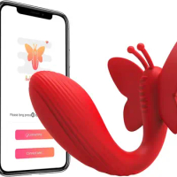 Wearable Couple Vibrator with APP Remote Control G-spot Clitoral Vibrator Wireless Butterfly Vibrator with 11 Powerful Vibration
