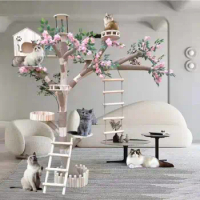 Large Cat Climbing Frame and Cat Tree, Multifunctional Cherry Blossom, House