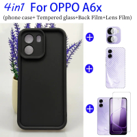 เคสโทรศัพท์แบบนิ่มกันกระแทก 4-in-1 สำหรับ OPPO A6x พร้อมฟิล์มกระจกนิรภัย ฟิล์มเลนส์ และฟิล์มหลัง เคส