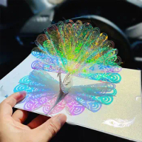 2024 3D Peacock Birthday Christmas Card up Greeting Cards Postcard Party Wedding Invitation Decorations Creative Girl Gift