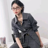 kana - Luna Stripe kemeja wispie elegan semiwoll pressbody ada tali