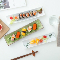陶瓷長方盤壽司盤子雞翅甜品碟子小龍蝦盤創意純白色日式餐具擺盤