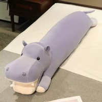卡通動物河馬長條抱枕毛絨玩具公仔河馬玩偶女生睡覺夾腿布偶娃娃