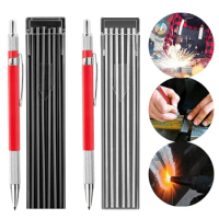 2 Pcs Silver Streak Welders Pencil with 24 Pcs 2.0 mm Round Refills  Mechanical Pencil with Built in Sharpener Metal Woodworking Pencil Marker  Marking Tool for Tube Fitter Steel Welder Fabrication: Buy