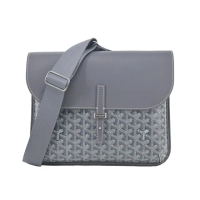【GOYARD 高雅德】翻蓋皮扣郵差包(灰)