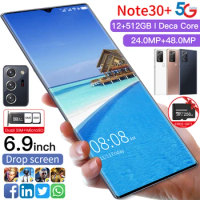 2023 Note30+ 6.9 inch 3840x2160 MTK6799 Android10.0 Smartphones 12GB+512GB 5G Cellphones 5600mAh Large Capacity Mobile Phone