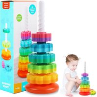 Ockyunoo Rotating Stacking Tour Rainbow Stackable Rotating Toy for Baby Arc Rainbow Stackable Toy Ro