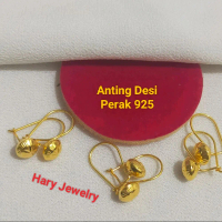 Anting Desi Motif Cembung Perak 925 Perak 925 Lapisan Mas 24K