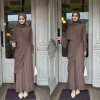 Salwa Dress Ceruti Ootd Hijab Fashion Simple Seragam Bridesmaid Kondangan Wanita, STANDAR DRESS+HIJA