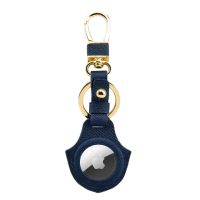 【OMC】AirTag 牛皮保護套/牛皮鑰匙圈/感應磁扣保護套2050-深藍(全開孔/半開孔)