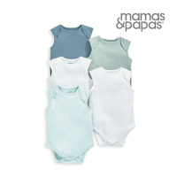 Mamas&amp;Papas 幸福感-無袖包屁衣5件組(藍)