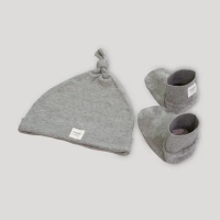 【Roots】Roots嬰兒- 有機棉帽襪禮盒組-含帽子&amp;襪子(灰色)