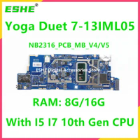 NB2316 For Lenovo Yoga Duet 7-13IML05 Notebook Motherboard 5B20S72493 5B20S72492 5B20Y89753 With I5 I7 10th Gen CPU 8G 16G RAM