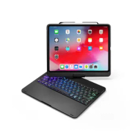 for iPad Tablet Pro 12.9 2018 3rd 360 Degree Rotation Keyboard Case for Colorful Backlight iPad Case with Keyboard