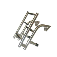 Boat Foldable Stainless Steel 3 Step Ladder Marine Pontoon Ladder Polished 2 + 1 Step with Rubber Grip &amp; Mounting Screws