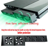 For PS4 Console Cooler,Cooling Fan For PS4 USB External 5-Fan Super Turbo Temperature Control For Playstation 4 Console