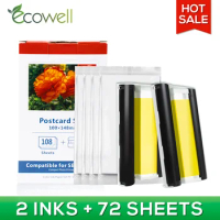ECOWELL 2 ink Cassette KP 108 IN KP 36IN Photo Paper Set Compatible for Canon Selphy CP1200 CP1300 CP900 CP910 PHOTO printer