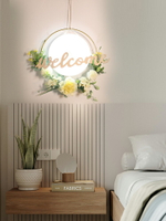 創意圓形燈電視背景墻面客廳臥室餐廳北歐風格金屬花藝玄關壁燈