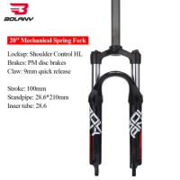 Bicycle Fork Disc Brake For BMX Folding Kid's Bike 20" Suspension Mechanical Spring Fork Lock Shock Absorber Forks Adjustable