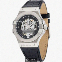 【MASERATI 瑪莎拉蒂】MASERATI手錶型號R8821108031(黑色錶面銀錶殼深黑色真皮皮革錶帶款)