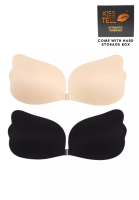 Kiss &amp; Tell 2 Pack Angel Push Up Nubra in Nude and Black Seamless Invisible Reusable Adhesive Stick on Wedding Bra 隐形聚拢胸胸貼
