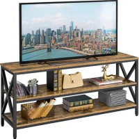 TV Stand for 65 inch, 55" TV Cabinet with 3 Tier Storage Shelves for Living Room, Center TV Console Table with Metal Frame