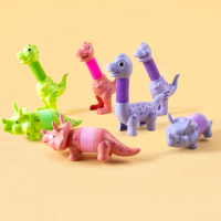 3pcs/set New Pop Tubes Dinosaur Toys Sensory Fidget Push It Decompression Pipe Toy Kids Dinosaur Themed Birthday Party Supplies