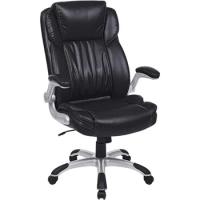 Black UOBG94BK Office Chair High Back PU Executive Chair With Thick Seat and Tilt Function Computer Armchair Flip Up Arms Gaming