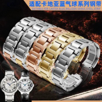 Solid Stainless Steel Watchband for Cartier Blue Balloon Series Raised Mouth Watch Strap Men's Women's Metal Watch Band