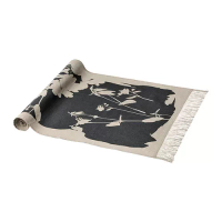 SVARTVIDE 長桌巾, 具圖案 自然色/深灰色, 40x160 公分