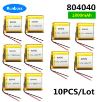 10 PCS 804040 3.7V 1800mAh Lipo Polymer Lithium Rechargeable Battery for MP3 GPS PSP DVD Recorder E-Book Camera SlimeVR Trackers