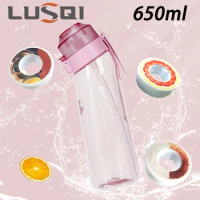 LUSQI 650ml Air Flavored Water Bottle With 1pc Random Flavor Pods Sports Straw Cup Tritan For Outdoor Sports Fitness BPA Free