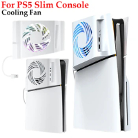 For PS5 Slim Cooling Fan with RGB Light Console Quiet Cooler Game Console Cooling Fan for PlayStation 5 Slim Console Accessories
