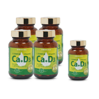 【健康食妍】離子植物鈣+D3 60粒_5件組(補鈣 L型離子植物乳酸鈣 維生素D3 維生素K 酵母鎂 鈣鎂)