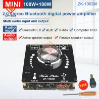 ZK-1002M 100W+100W ZK-502M 50W+50W Bluetooth 5.0 Power Audio Amplifier board Stereo AMP Amplificador Home Theater AUX USB
