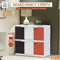 AKAKO - Lemari Pakaian Plastik Akako Fancy Jumbo 3 Pintu Premium Rotan Susun 2, 3, 4 dan 5 Susun 5
