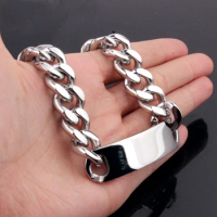 316L Stainless Steel ID Bracelet fashion jewelry for Men Smooth Tag Link Chain Bangle Bracelet Factory Custom Free Shipping